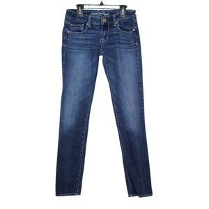 American Eagle womens jeans size 0 low rise skinny stretch casual dark wash